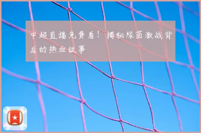 中超直播免费看！揭秘绿茵激战背后的热血故事